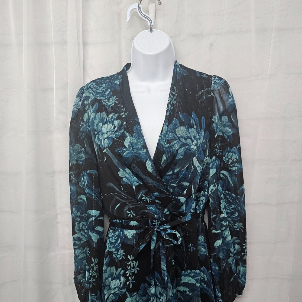 Donna Ricco Midi Dress Goth Whimsigoth Sheer Floral Metallic 4 NWT - Picture 3 of 15